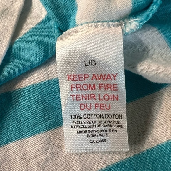 HATLEY WOMENS STRIPED PAJAMA TOP SIZE LARGE - Picture 7 of 8